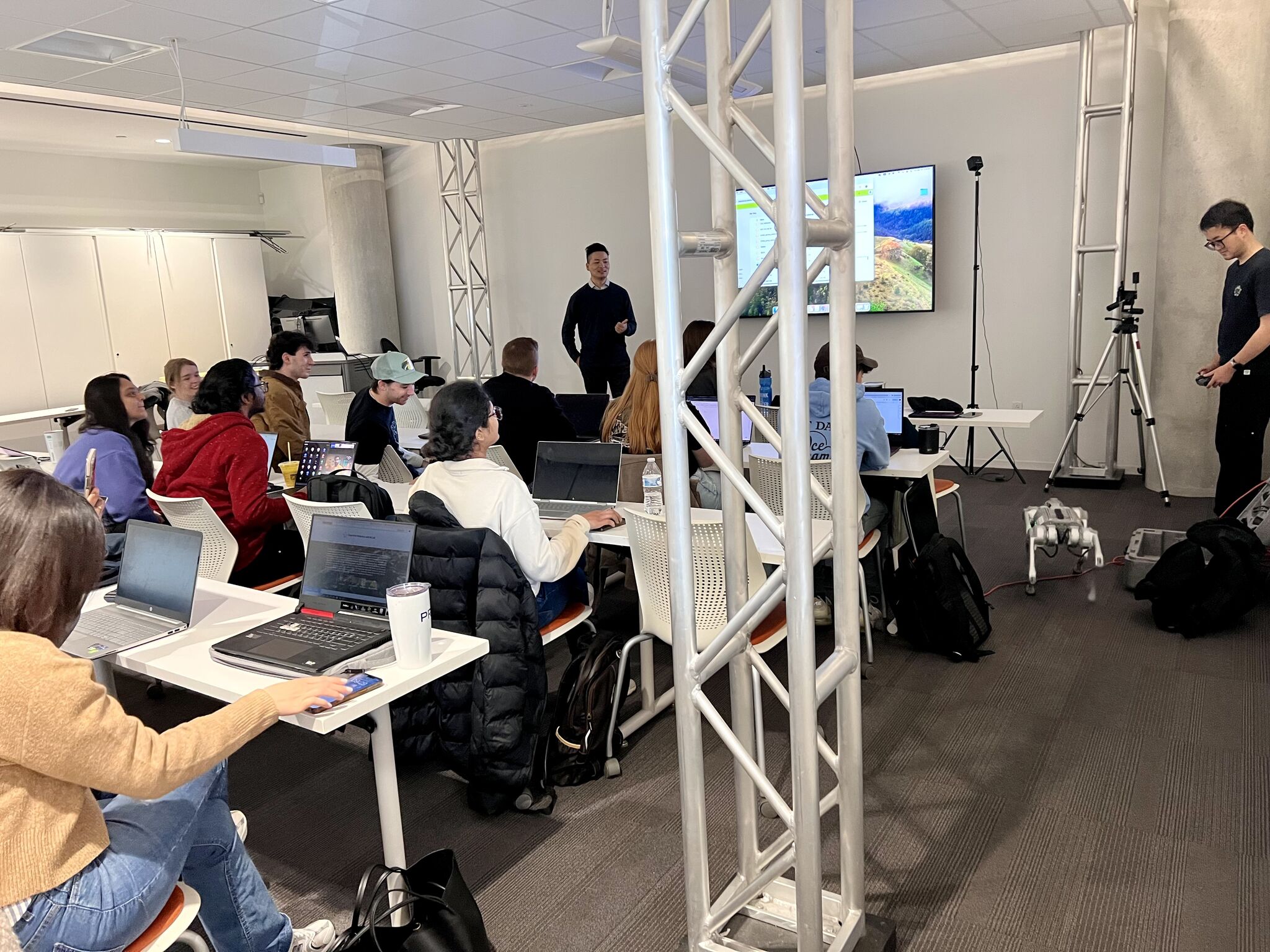 Robotic dog demonstration during the guest lecture